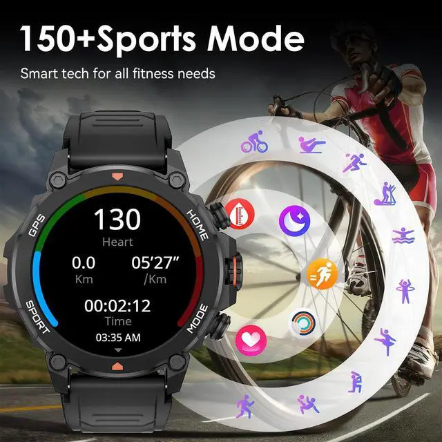 Alt view image 6 of 6 - Smart Watch for Men Women with GPS Fitness Tracker Smartwatch 1.43 AMOLED Screen, 5ATM Waterproof, 450mAh Large Battery, Answer/Make Call, 24/7 Sleep Tracking, Compatible for Android iOS