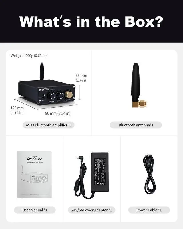 Alt view image 7 of 7 - AS-33 Stereo Receivers Amplifier Home Audio,2 Channel 200W Dual TPA3116 Class D Amp,Bluetooth 5.3 Amplifier for Home Speakers, Audio Receiver with RCA,AUX Input
