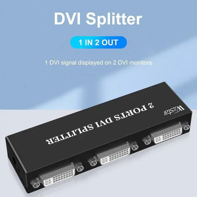 Alt view image 2 of 7 - DVI Splitter 1 in 2 Out 2 Port DVI Distribution Video Splitter 1x2 | Resolution Up to 1080P for PC Laptop DVR Projector HDTV