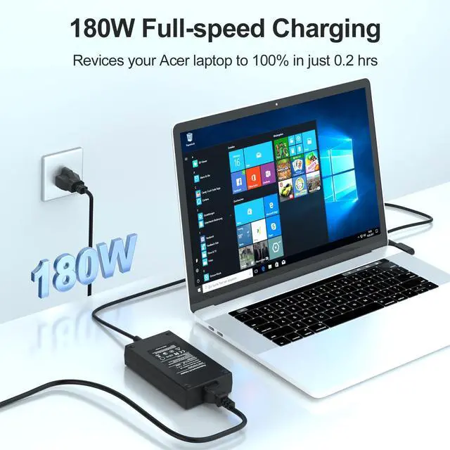 Alt view image 6 of 7 - 180W Charger for Acer Predator Helios 300 - Fit for Acer PH315-51 52 G3-571 572, Nitro 5 7 AN515-57 54 55 AN517-55,Aspire V17 V15, Predator Triton 300 500 Power Adapter Supply Cord
