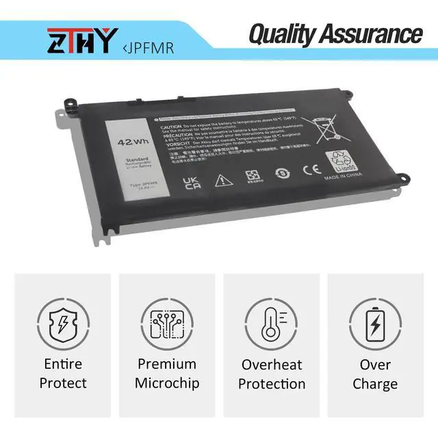 Alt view image 3 of 6 - JPFMR 42Wh Laptop Battery Replacement for Dell Chromebook 3100 3400 | Dell Chromebook 3400 3100 2-in-1 5488 5493 5593 Notebook Battery P90F 7MT0R 16DPH 7T0D3 07T0D3 DN33X RDNP5 11.4V 3-Cell