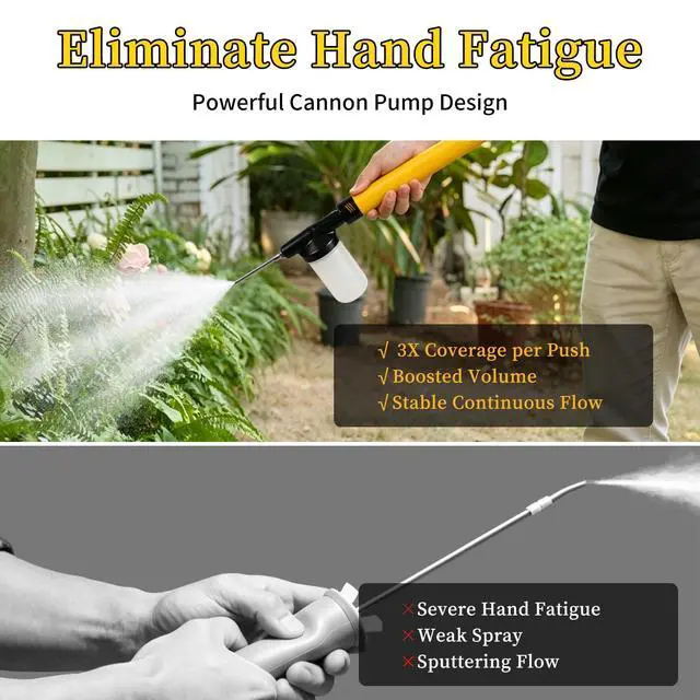 Alt view image 6 of 7 - Diatomaceous Earth Powder Duster with 4 FT Adjustable Extension Pole, Hand Pump Powder Applicator Dispenser Sprayer for Garden & Home Pest Control, Anti-Clogging, Yellow