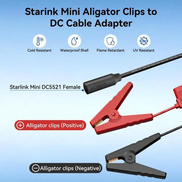 Alt view image 5 of 6 - Starink Mini 12V Adapter, Alligator Clips to DC Cable Adapter 12-48V Input for Starlink Mini, 12AWG DC Power Cable with 20A Fuse Protection, DC5521 Female Connector for RV, Boat, Car Battery