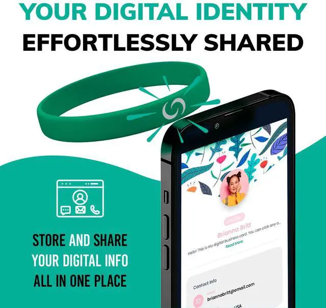 Alt view image 2 of 6 - Smart Silicone Digital Business Card Wristband with Tap to Share | Premium Quality, QR Code Profile, App-Free Smart Wristband for Networking