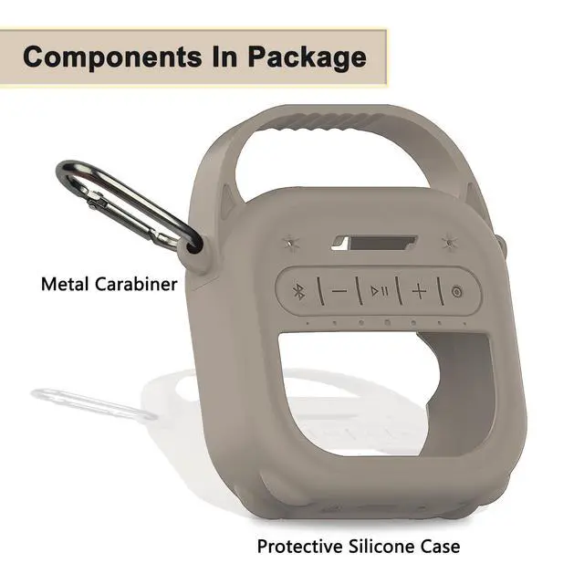 Alt view image 3 of 7 - Silicone Cover Case for Bose New SoundLink Micro 2nd Gen Bluetooth Speaker | Protective Soft Silicone Case with Handle and Metal Carabiner, Shockproof and Anti-Scratch Cover (Sandstone)