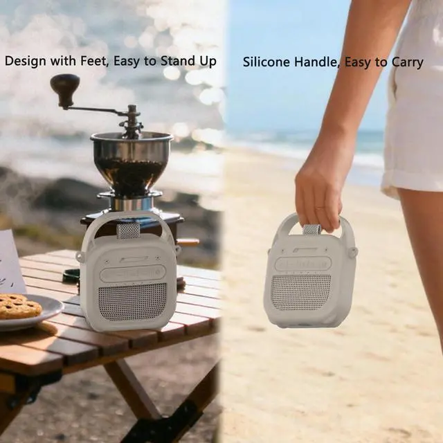 Alt view image 4 of 7 - Silicone Cover Case for Bose New SoundLink Micro 2nd Gen Bluetooth Speaker | Protective Soft Silicone Case with Handle and Metal Carabiner, Shockproof and Anti-Scratch Cover (Sandstone)