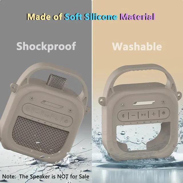 Alt view image 7 of 7 - Silicone Cover Case for Bose New SoundLink Micro 2nd Gen Bluetooth Speaker | Protective Soft Silicone Case with Handle and Metal Carabiner, Shockproof and Anti-Scratch Cover (Sandstone)
