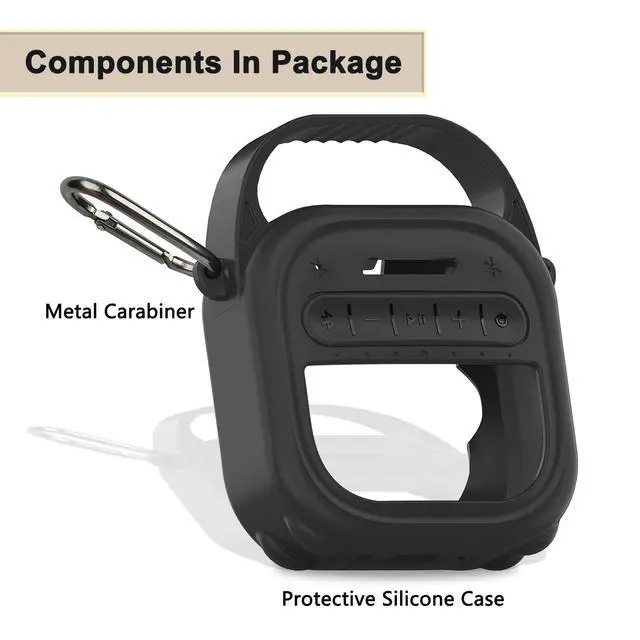 Alt view image 3 of 7 - Silicone Cover Case for Bose New SoundLink Micro 2nd Gen Bluetooth Speaker | Protective Soft Silicone Case with Handle and Metal Carabiner, Shockproof and Anti-Scratch Cover (Black)