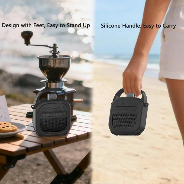 Alt view image 4 of 7 - Silicone Cover Case for Bose New SoundLink Micro 2nd Gen Bluetooth Speaker | Protective Soft Silicone Case with Handle and Metal Carabiner, Shockproof and Anti-Scratch Cover (Black)