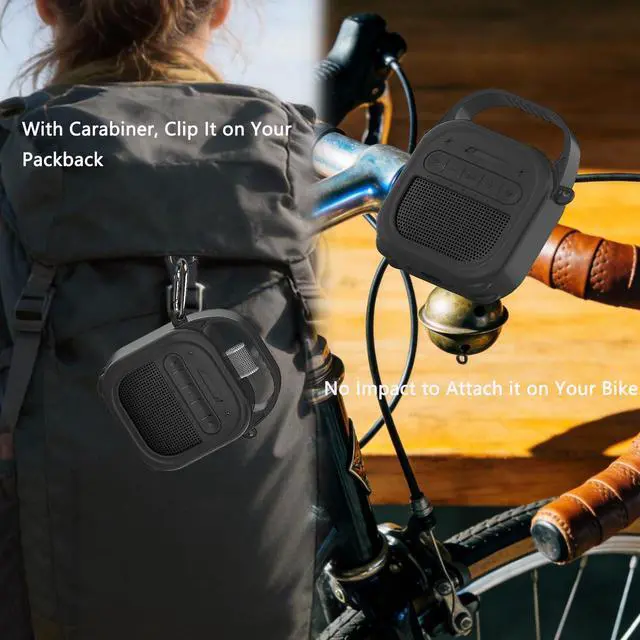 Alt view image 5 of 7 - Silicone Cover Case for Bose New SoundLink Micro 2nd Gen Bluetooth Speaker | Protective Soft Silicone Case with Handle and Metal Carabiner, Shockproof and Anti-Scratch Cover (Black)