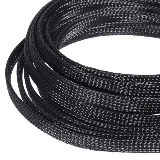 Alt view image 4 of 6 - 50ft PET Expandable Braided Cable Sleeve, Wire Loom Braid Sleeving with 127 Pieces Shrink Tube for Audio Video and Other Home Device Cable Automotive Wire(1/2 Inch, 1/4 Inch, 3/8 Inch,Black)