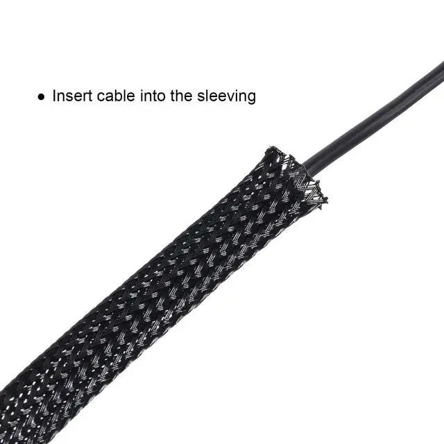 Alt view image 6 of 6 - 50ft PET Expandable Braided Cable Sleeve, Wire Loom Braid Sleeving with 127 Pieces Shrink Tube for Audio Video and Other Home Device Cable Automotive Wire(1/2 Inch, 1/4 Inch, 3/8 Inch,Black)