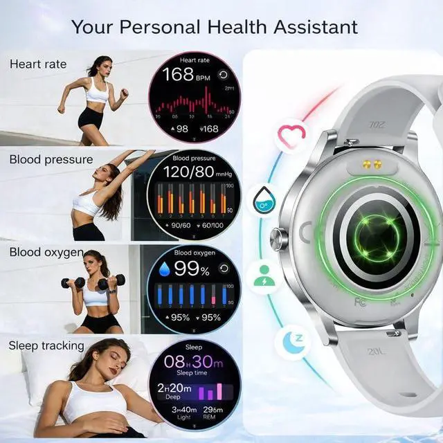 Alt view image 3 of 7 - Smart Watches for Women Answer/Make Call,1.27" HD Fitness Tracker for Android iPhone,Heart Rate SpO2 Sleep Monitor,IP68 Waterproof Digital Watch,100+ Sports Activity Trakcer Silver