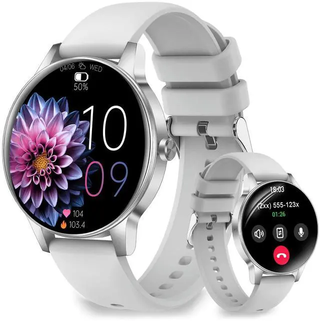 Main image of Smart Watches for Women Answer/Make Call,1.27" HD Fitness Tracker for Android iPhone,Heart Rate SpO2 Sleep Monitor,IP68 Waterproof Digital Watch,100+ Sports Activity Trakcer Silver