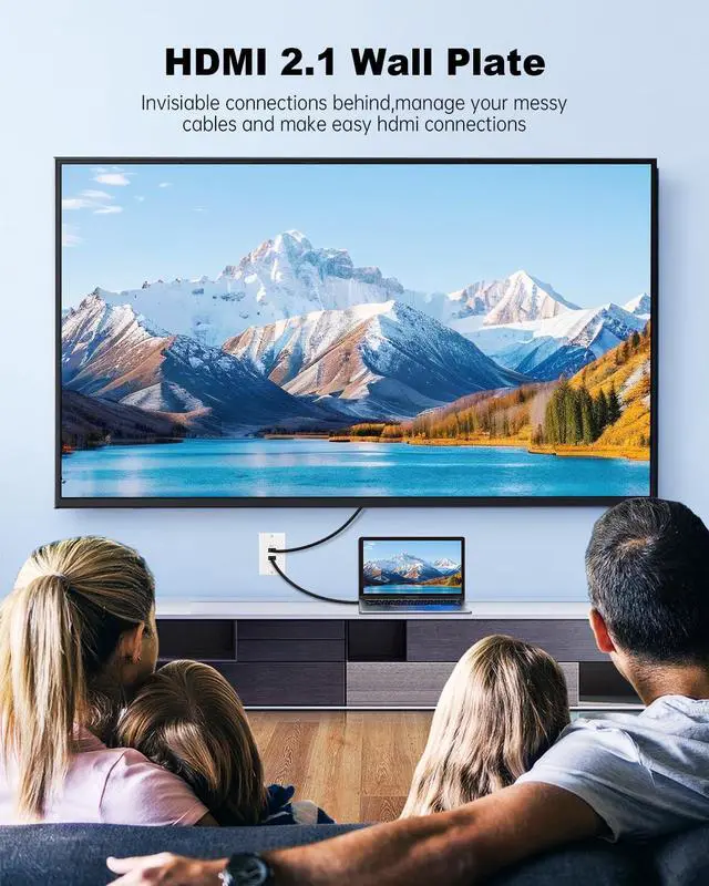 Alt view image 7 of 7 - HDMI Wall Plate White, HDMI 2.1 Wall Plate2 Port, HDMI wall outlet Pass Through Socket, Fits Home Theater Systems, Supports 8K@60Hz and 4K@120Hz, 3D, HDR, 48 Gbps HDMI Box