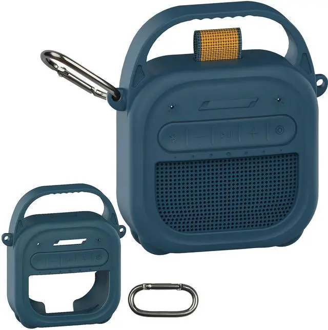Main image of Silicone Cover Case for Bose New SoundLink Micro 2nd Gen Bluetooth Speaker | Protective Soft Silicone Case with Handle and Metal Carabiner, Shockproof and Anti-Scratch Cover (Twilight Blue)
