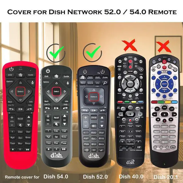 Alt view image 6 of 6 - 5 Pack Cover for Dish Network Remote, Case for Dish TV Remote Control 52.0/54.0 Replacement, Silicone Skin Sleeve Glow in The Dark Blue Green Purple Red White