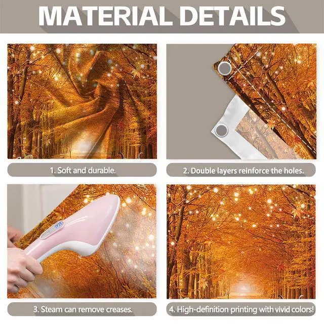 Alt view image 4 of 5 - 1PC 16x7ft Fall Thanksgiving Garage Door Banner Decorations | Autumn Pumpkin Maple Leaves Photography Backdrop, Home Outdoor Hanging Cover, Harvest Party Supplies, Polyester, With Ribbon