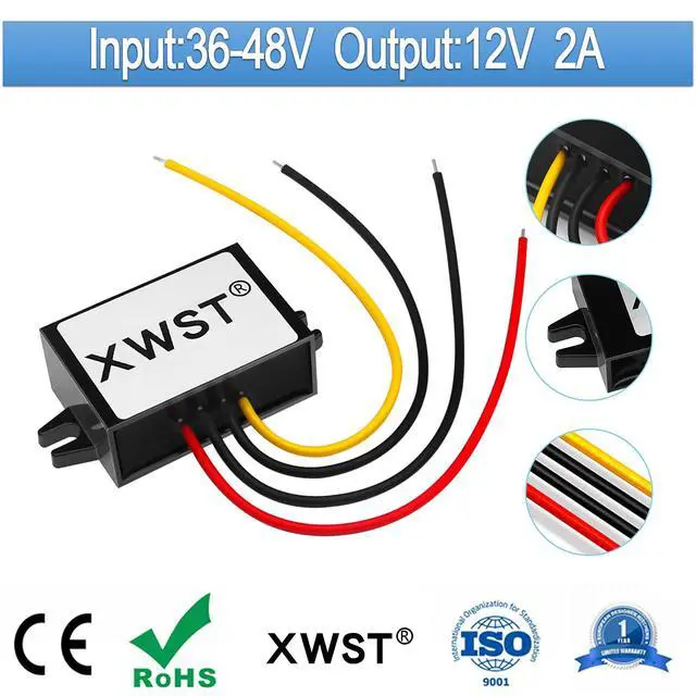 Alt view image 2 of 7 - DC/DC Converter Regulator 36V 48V Step Down to 12V 2A 24W Reducer Buck Power Converter Waterproof Module Transformer for Golf Cart Club Car