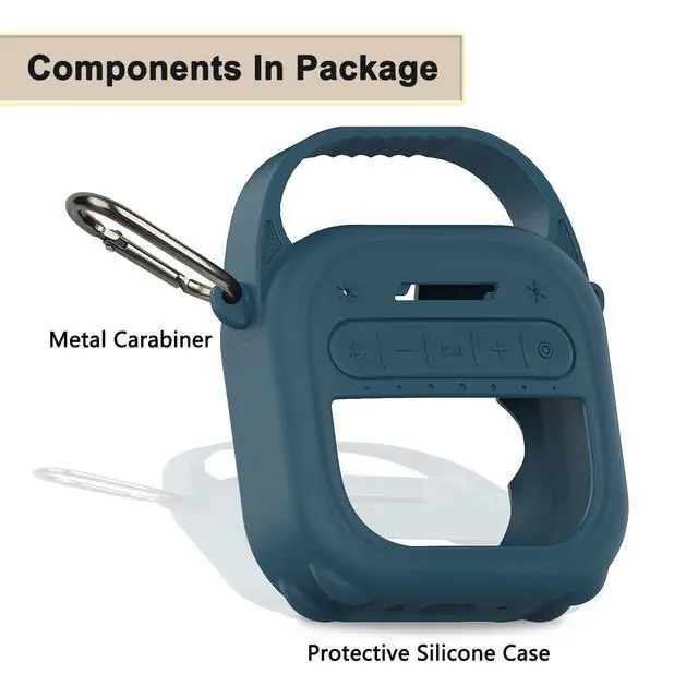 Alt view image 3 of 7 - Silicone Cover Case for Bose New SoundLink Micro 2nd Gen Bluetooth Speaker | Protective Soft Silicone Case with Handle and Metal Carabiner, Shockproof and Anti-Scratch Cover (Twilight Blue)
