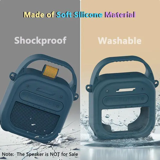 Alt view image 7 of 7 - Silicone Cover Case for Bose New SoundLink Micro 2nd Gen Bluetooth Speaker | Protective Soft Silicone Case with Handle and Metal Carabiner, Shockproof and Anti-Scratch Cover (Twilight Blue)
