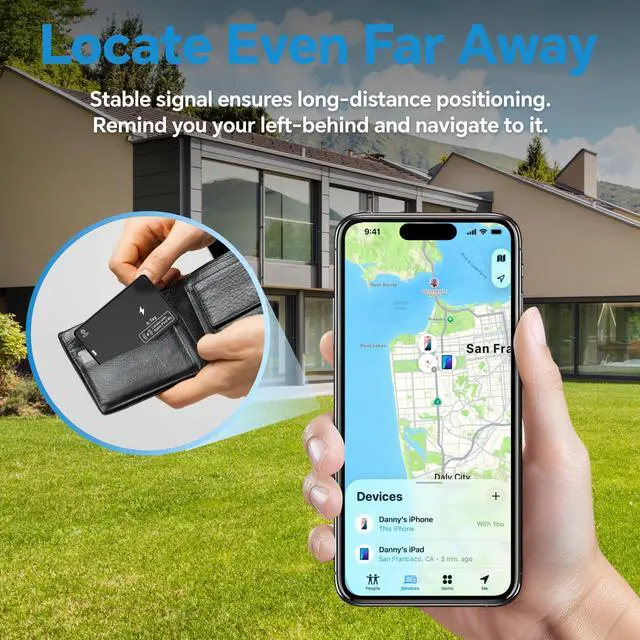 Alt view image 7 of 7 - Ultra-Thin Wallet Tracker Card, Wireless Charging Recharged Tracker, Keys Finder & Item Locator for Keys, Bags, Wallet, Passport