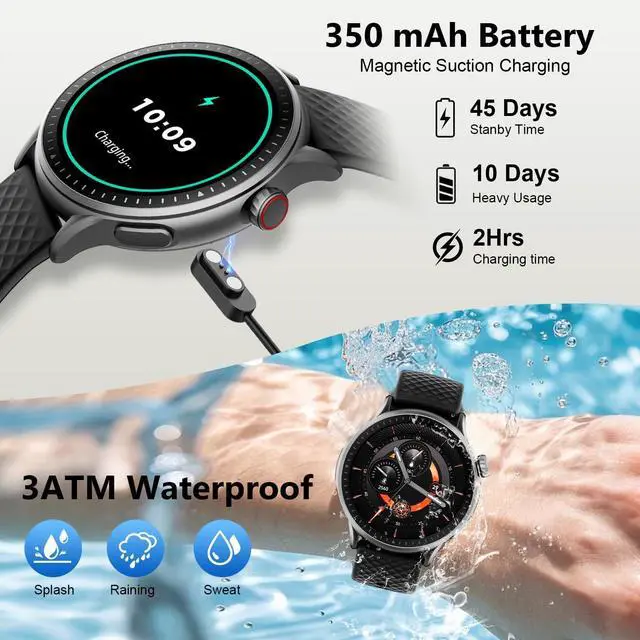 Alt view image 4 of 7 - Fitness Smart Watch for Men Women, 2026 New Running smartch,1.46'' AMOLED Ultra-HD Screen Fitness Tracker with Heart Rate/Sleep/SpO2 Monitor, 3ATM Waterproof Smartwatch for iPhone/Samsung/Android
