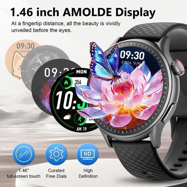 Alt view image 5 of 7 - Fitness Smart Watch for Men Women, 2026 New Running smartch,1.46'' AMOLED Ultra-HD Screen Fitness Tracker with Heart Rate/Sleep/SpO2 Monitor, 3ATM Waterproof Smartwatch for iPhone/Samsung/Android