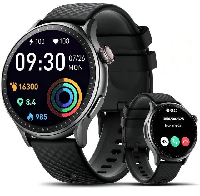 Main image of Fitness Smart Watch for Men Women, 2026 New Running smartch,1.46'' AMOLED Ultra-HD Screen Fitness Tracker with Heart Rate/Sleep/SpO2 Monitor, 3ATM Waterproof Smartwatch for iPhone/Samsung/Android