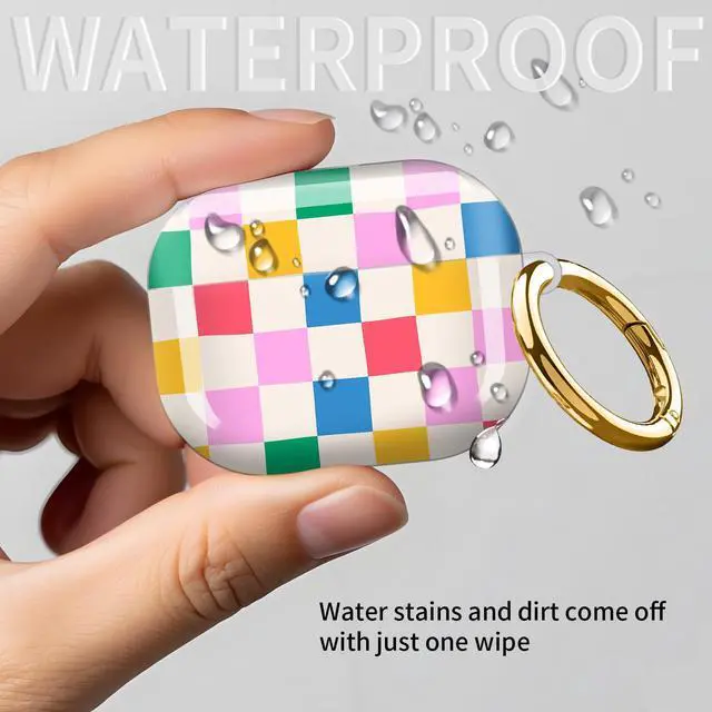 Alt view image 6 of 6 - Compatible with AirPod Pro 3rd Gen(2025) Case,Protective Case for AirPod Pro 3rd Gen, Shockproof with Carabiner, Wireless Charging Compatible for Women Men (Colorful Checkered)