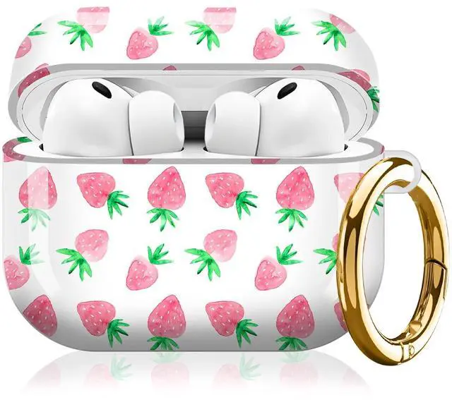 Main image of Compatible with AirPod Pro 3rd Gen(2025) Case,Protective Case for AirPod Pro 3rd Gen, Shockproof with Carabiner, Wireless Charging Compatible for Women Men (Fresh Strawberry)