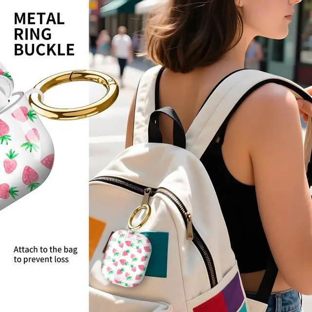 Alt view image 2 of 6 - Compatible with AirPod Pro 3rd Gen(2025) Case,Protective Case for AirPod Pro 3rd Gen, Shockproof with Carabiner, Wireless Charging Compatible for Women Men (Fresh Strawberry)