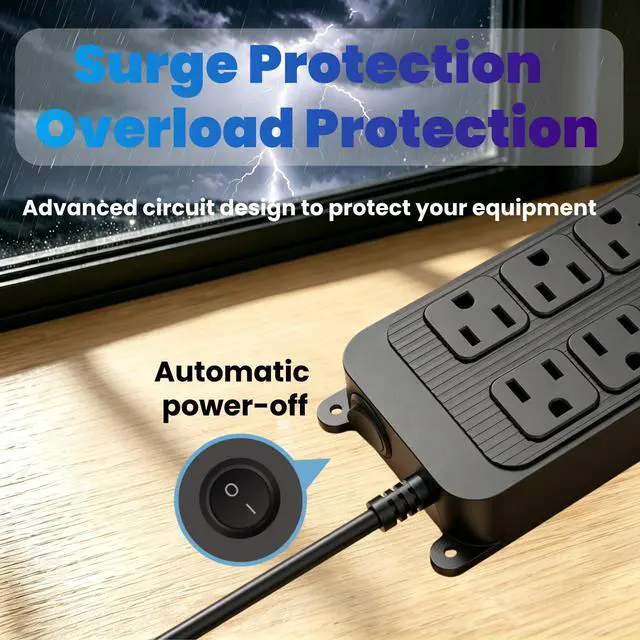Alt view image 4 of 7 - 16 in 1 Surge Protector Power Strip, with 10 AC 6 USB, 1250W, Power Switch | Extension Cord with 10 Multiple Outlets, 4 USB A, 2 USB C, 1080 Joules, 1250W/10A, for Home, Office, Dorm Room, UL Listed