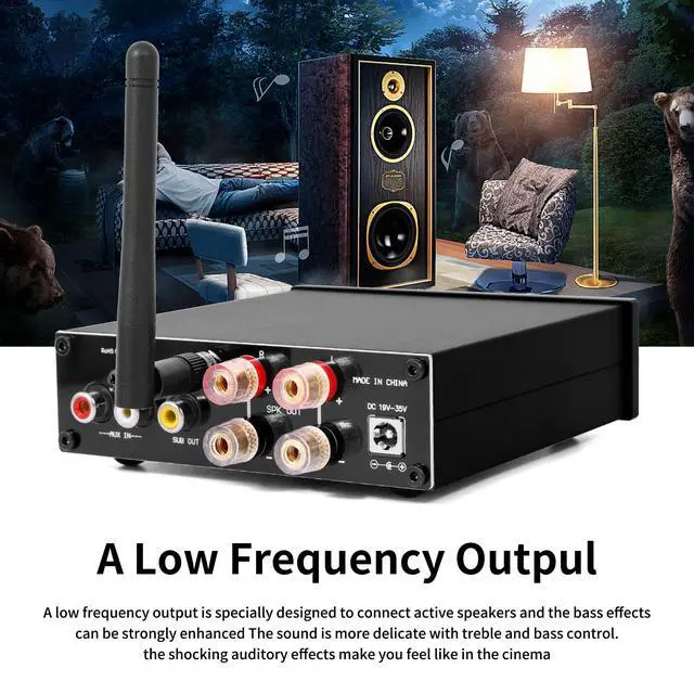 Alt view image 3 of 6 - TC12D Bluetooth 5.2 Stereo Audio Receiver Amplifier 2.1 CH Mini Hi-Fi Class D TDA7498E Integrated Amp 320 Watts U-Disk Player for Home Passive Speakers Powered Subwoofer with Power Supply