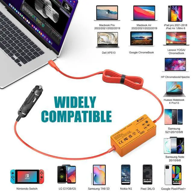 Alt view image 3 of 6 - 100W 40W USB C Laptop Car Charger DC Adapter for Haivision falkon X4 / X2 Video Transmitter, MSI Summit E16 E15 E14 E13 Flip Evo A12M MSI Prestige 13 14 15 16 Evo A10M Power Supply Cord