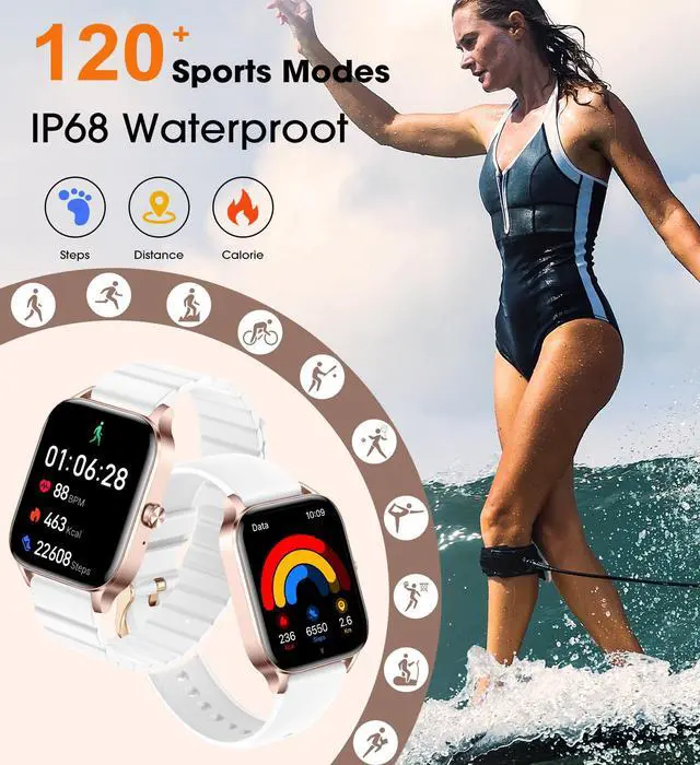 Alt view image 5 of 6 - Women Smart Watch(Answer/Make Calls),1.85"HD Screen,24/7 Heart Rate/Sleep Monitor,Fitness Tracker with 120+ Sports Modes,IP68 Waterproof,AI Voice/DIY Face Watch for iPhone/AndroidMagnetic Bands