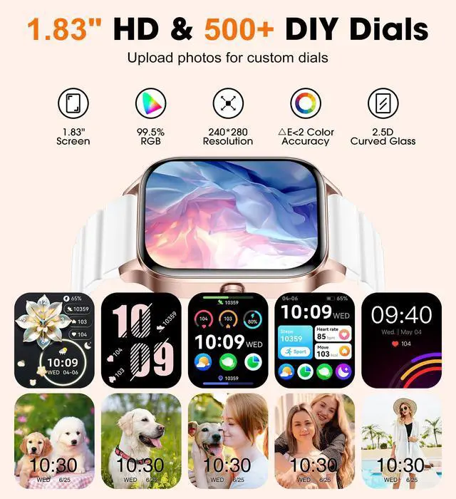 Alt view image 4 of 6 - Women Smart Watch(Answer/Make Calls),1.85"HD Screen,24/7 Heart Rate/Sleep Monitor,Fitness Tracker with 120+ Sports Modes,IP68 Waterproof,AI Voice/DIY Face Watch for iPhone/AndroidMagnetic Bands