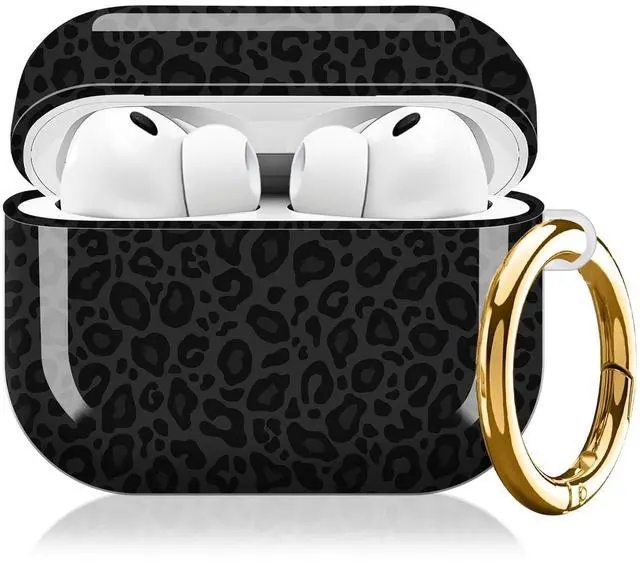 Main image of Compatible with AirPod Pro 3rd Gen(2025) Case,Protective Case for AirPod Pro 3rd Gen, Shockproof with Carabiner, Wireless Charging Compatible for Women Men (Grey and Black Leopard Print)