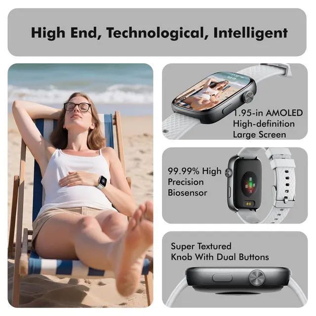 Alt view image 5 of 6 - Smart Watch for Women Men - (Answer/Make Calls) Compatible with iOS/Android Phones,3ATM Waterproof,Heart,Rate,Sleep,Pressure,Steps Monitor,100+ Sports Trackers (Gray)