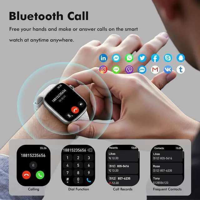 Alt view image 2 of 6 - Smart Watch for Women Men - (Answer/Make Calls) Compatible with iOS/Android Phones,3ATM Waterproof,Heart,Rate,Sleep,Pressure,Steps Monitor,100+ Sports Trackers (Gray)