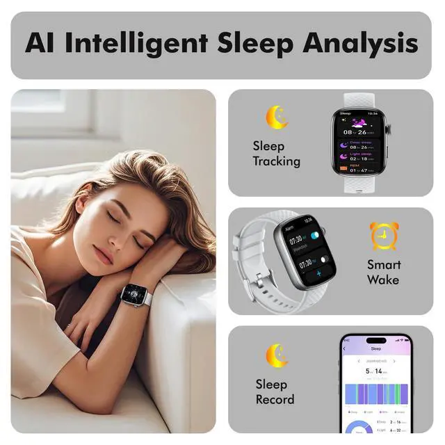 Alt view image 6 of 6 - Smart Watch for Women Men - (Answer/Make Calls) Compatible with iOS/Android Phones,3ATM Waterproof,Heart,Rate,Sleep,Pressure,Steps Monitor,100+ Sports Trackers (Gray)