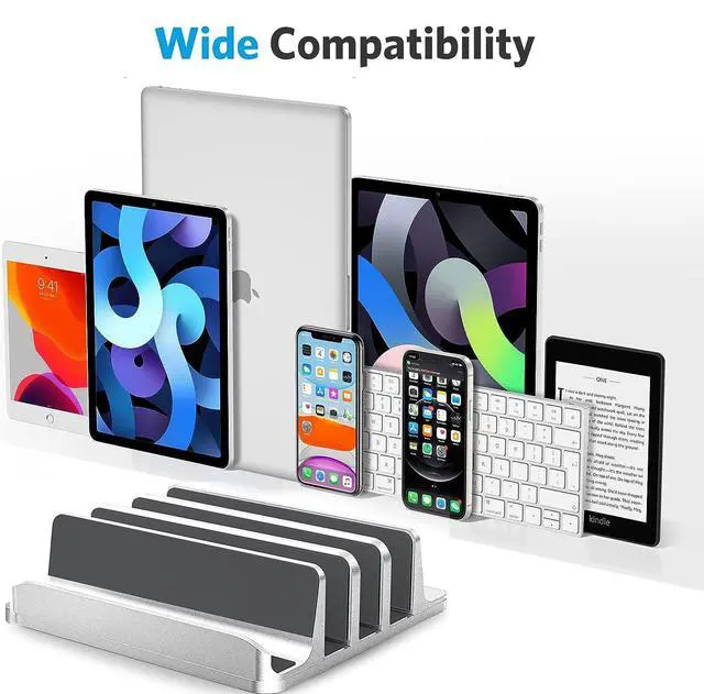 Alt view image 4 of 7 - Vertical Laptop Stand, 3-Slot Vertical Laptop Stand Holder,Adjustable Dock Size,3 in 1 Design Space-Saving Laptop Holder Desktop,for Desk MacBook/Surface/Samsung/HP/Dell/Chrome Book