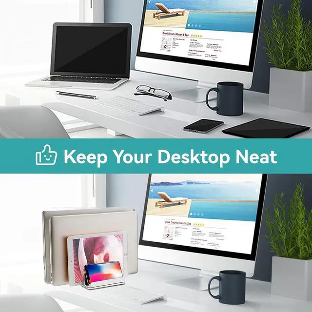 Alt view image 5 of 7 - Vertical Laptop Stand, 3-Slot Vertical Laptop Stand Holder,Adjustable Dock Size,3 in 1 Design Space-Saving Laptop Holder Desktop,for Desk MacBook/Surface/Samsung/HP/Dell/Chrome Book
