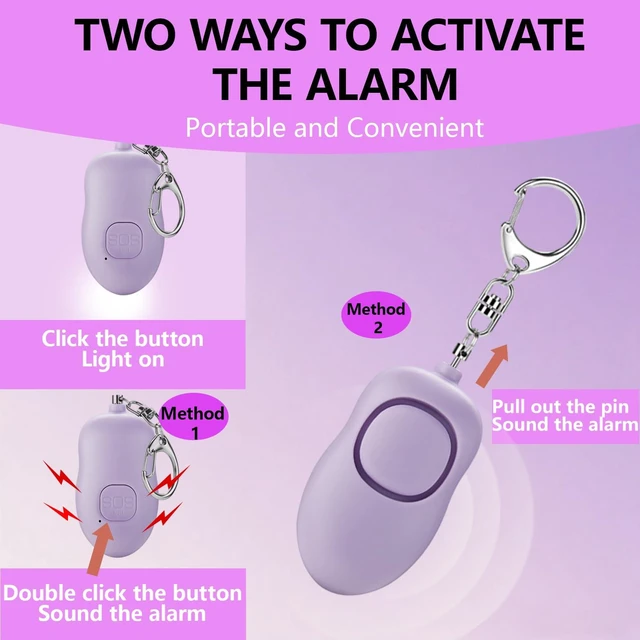 Alt view image 6 of 7 - Personal Safety Alarm for Women,2Pack 130dB Self Defense Keychain Rechargeable,USB-C,Strobe Light,SOS Siren,Dual trigger modes, Portable Personal Alarm for Elderly, Teens, College Students