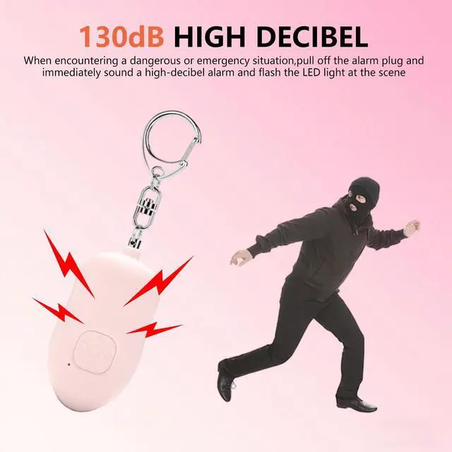 Alt view image 2 of 6 - 130dB Portable Personal Alarm 2-Pack for Self Defense, Rechargeable Keychain with Strobe Light, USB-C Charging SOS Siren for Women, Elderly, Teens, College Students (Black+Pink)
