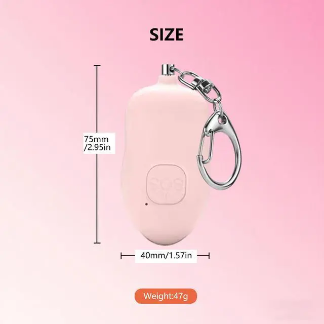 Alt view image 4 of 6 - 130dB Portable Personal Alarm 2-Pack for Self Defense, Rechargeable Keychain with Strobe Light, USB-C Charging SOS Siren for Women, Elderly, Teens, College Students (Black+Pink)