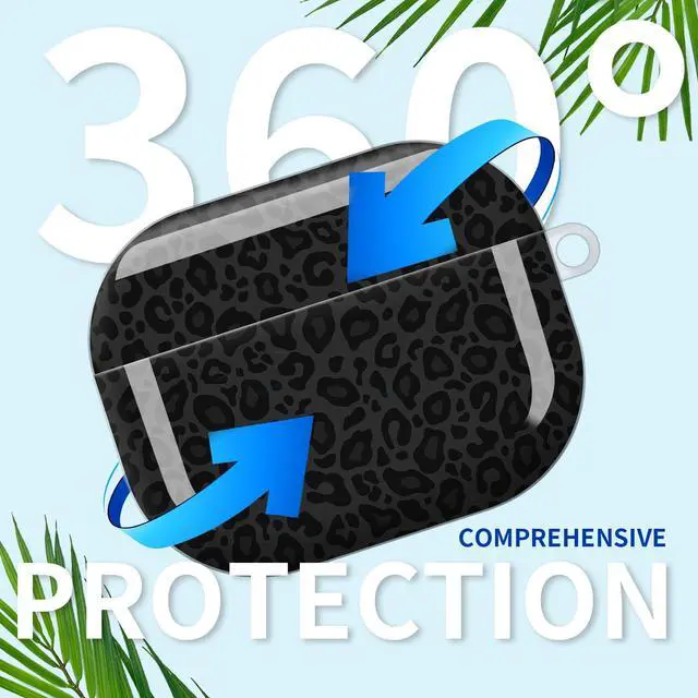 Alt view image 4 of 6 - Compatible with AirPod Pro 3rd Gen(2025) Case,Protective Case for AirPod Pro 3rd Gen, Shockproof with Carabiner, Wireless Charging Compatible for Women Men (Grey and Black Leopard Print)