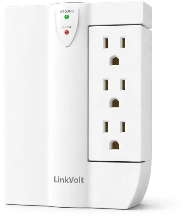 Main image of LINKVOLT Surge Protector Wall Tap Extender 90° with USB Ports 6 AC 1200J 5ft Extension Cord