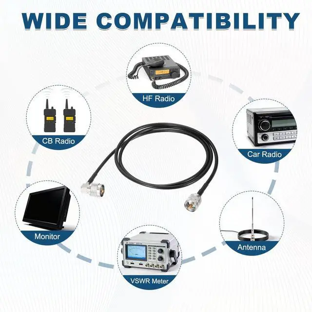 Alt view image 5 of 7 - Black RG58 CB Coax Cable 4ft, 50 Ohm Low Loss UHF Male to UHF Male Right Angle Extension Jumper Cable for HAM Radio, Antenna Analyzer, HF Radio, and Communication Devices