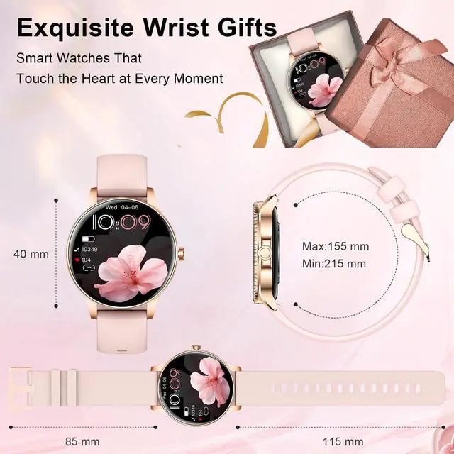 Alt view image 7 of 7 - Smart Watches for Women Answer/Make Call,1.27" HD Fitness Tracker for Android iPhone,Heart Rate SpO2 Sleep Monitor,IP68 Waterproof Digital Watch,100+ Sports Activity Trakcer Rose Gold